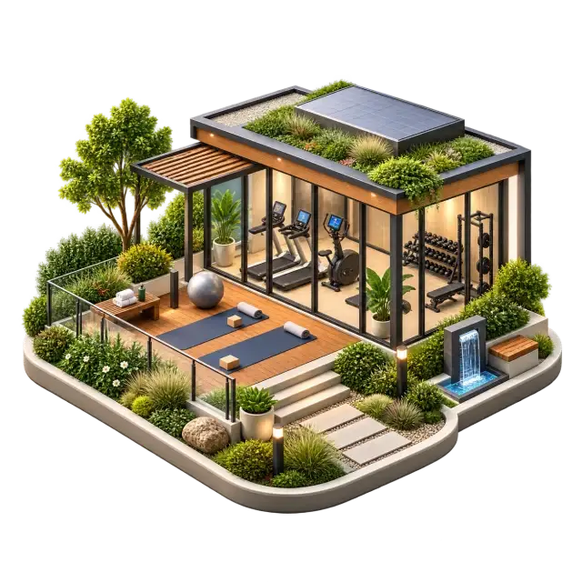 Embassy Biome fitness and wellness room with exercise equipment and open workout space